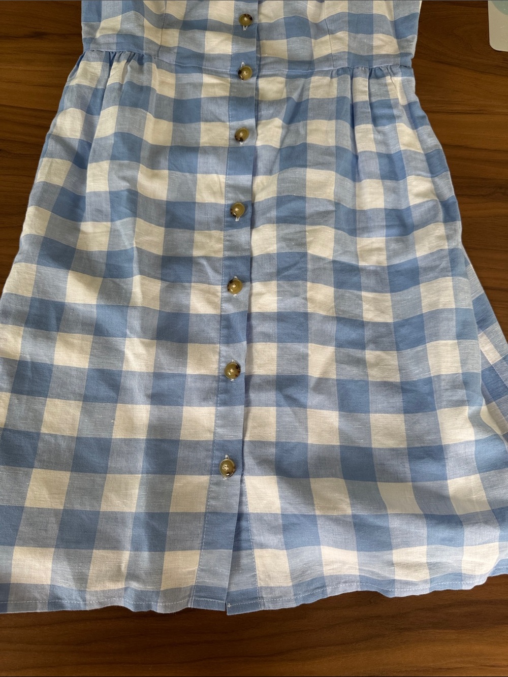 J. Crew Blue and White Gingham Button Front Sun Dress - Picture 3 of 5